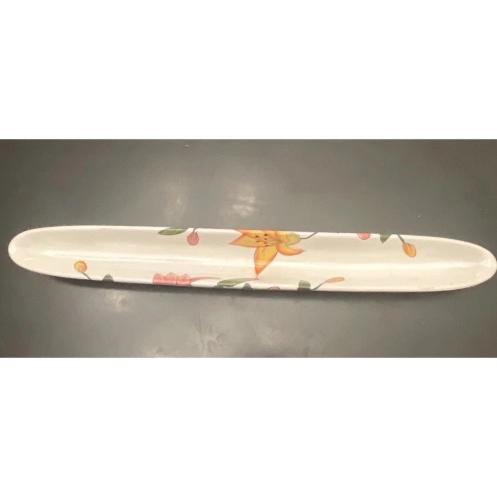 Ceramic Olive Dish floral pattern oval 15 inches long